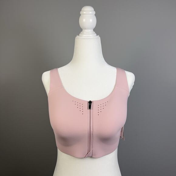 Victoria’s Secret Pink Featherweight Max Sports Bra Zip Front Strappy Back 38DD - Picture 1 of 9